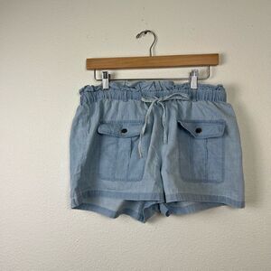 Jack BB Dakota Washed Out Chambray Paper Bag Shorts Size Large Light Wash